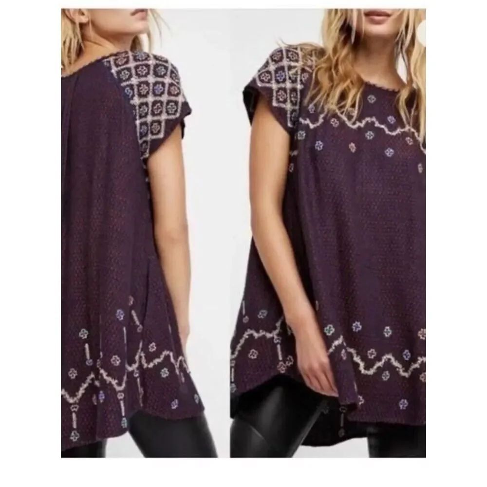 Free People in the Clouds Embroidered Embellished Mini Dress-Tunic
TT15